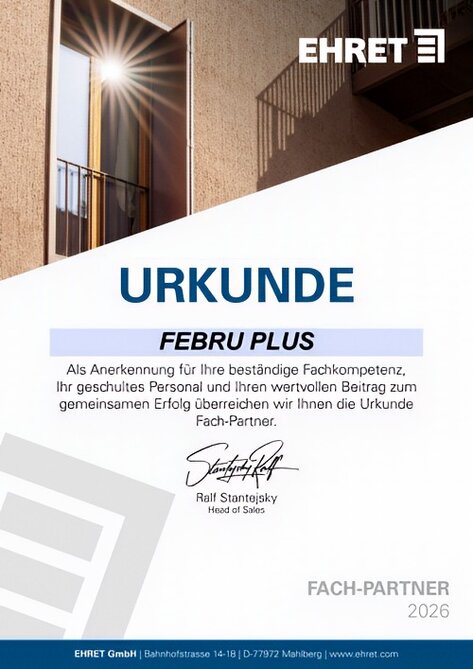 Urkunde EHRET Fachpartner 2026