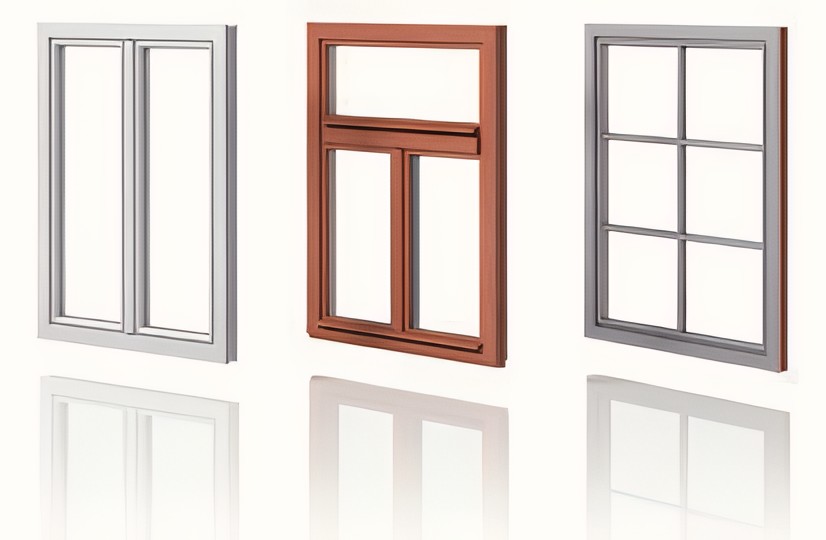 Verschiedene Fenstertypen mit Sprossen