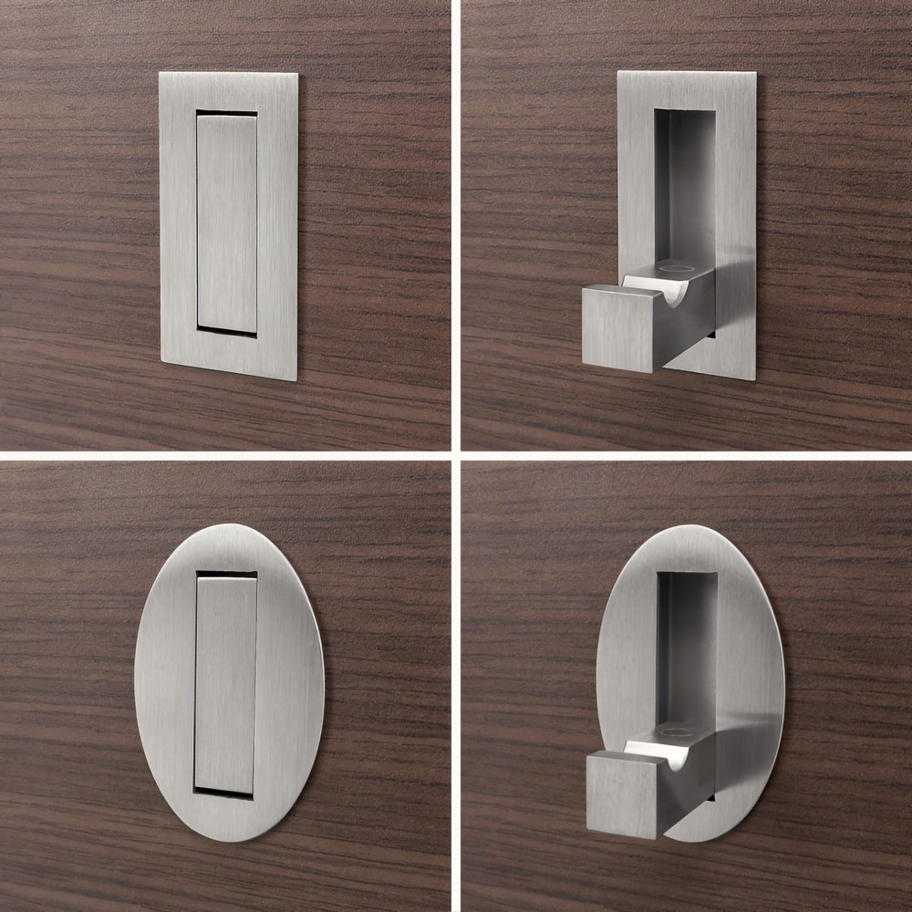 Garderobenhaken in rechteckig oder oval mit Magnetzuhaltung im ein- und ausgeklappten Zustand