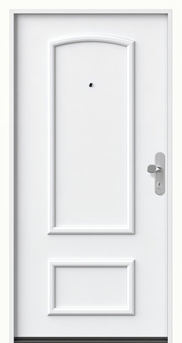 Wohnungseingangstür in weiß mit Türspion